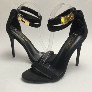 Fashion Nova suede heels/shoes Sz 8 worn 1x kisslock buckle Baile